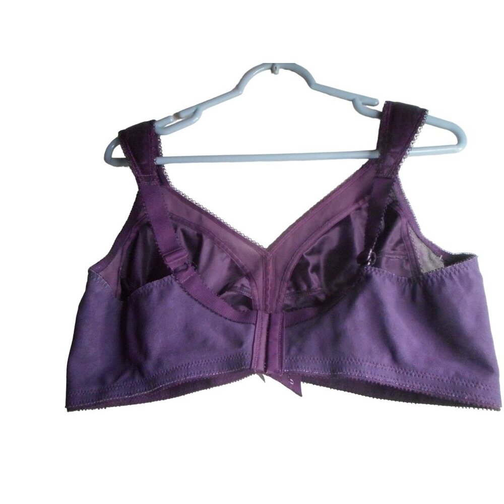 Plaxtex 18 hour Purple Plum Majestic Wireless Shoulder Comfort Bra Floral 44C - Picture 3 of 5